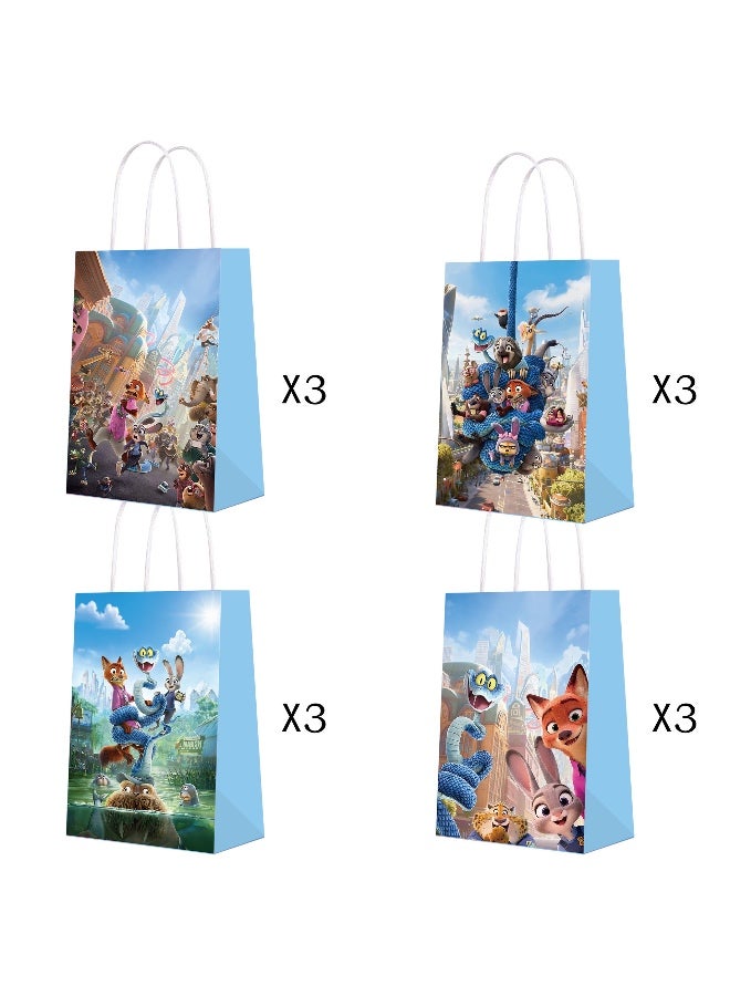 12 PCS Kraft Paper Bags with Handle 20 Pieces set 15x21x8 cm Small Size, Zootopia Favor Bags Bulk for Birthday, Wedding, Retail, Gift Bags - Image 2